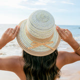 Aili’s Corner Multi-Stripe Bow Accent Straw Sunhat