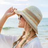 Aili’s Corner Multi-Stripe Bow Accent Straw Sunhat