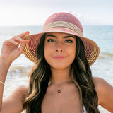 Aili’s Corner Multi-Stripe Bow Accent Straw Sunhat