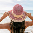 Aili’s Corner Multi-Stripe Bow Accent Straw Sunhat
