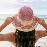 Aili’s Corner Multi-Stripe Bow Accent Straw Sunhat