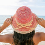 Aili’s Corner Multi-Stripe Bow Accent Straw Sunhat