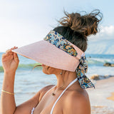 Aili’s Corner Scarf Accent Foldable Wide Brim Visor Hat