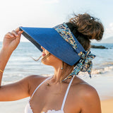 Aili’s Corner Scarf Accent Foldable Wide Brim Visor Hat