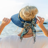 Aili’s Corner Scarf Accent Foldable Wide Brim Visor Hat