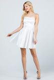 La Scala Fit And Flare Satin Like Sleeveless Lace Up Mini Dress - Rosa Apparel
