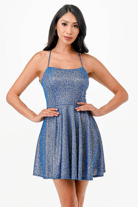 La Scala Lace Up Sleeveless Party Mini Dress 26016 - Rosa Apparel