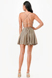La Scala Lace Up Sleeveless Party Mini Dress 26016 - Rosa Apparel