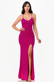 La Scala Mermaid Glittered Back Lace Up Open Slit Sleeveless Dress - Rosa Apparel