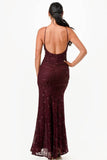 La Scala Open Back Lace With Sequence Mermaid Dress 26052 - Rosa Apparel