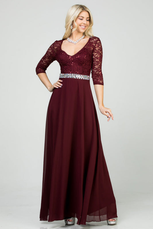 La Scala Plus Size Lace Chiffon A-Line Evening Dress 25434X
