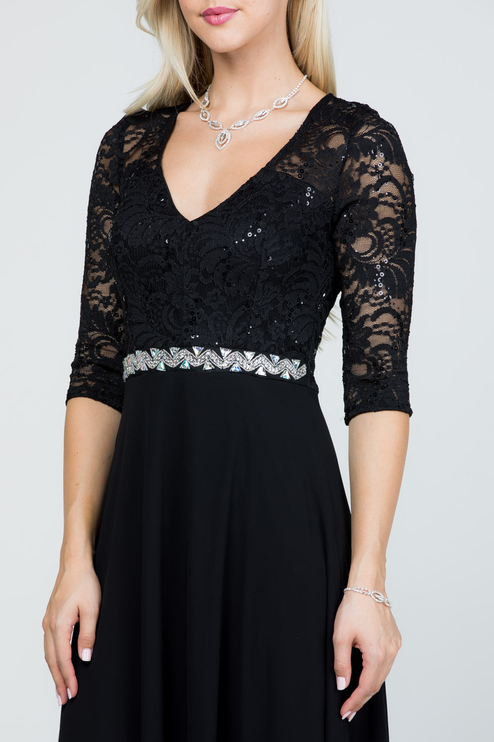 La Scala Plus Size Lace Chiffon A-Line Evening Dress 25434X