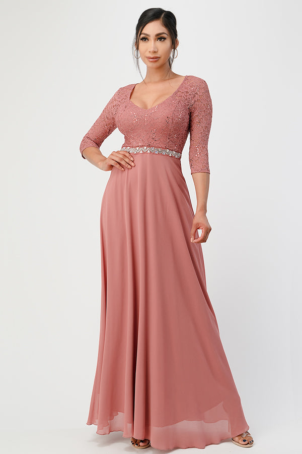 La Scala Plus Size Lace Chiffon A-Line Evening Dress 25434X