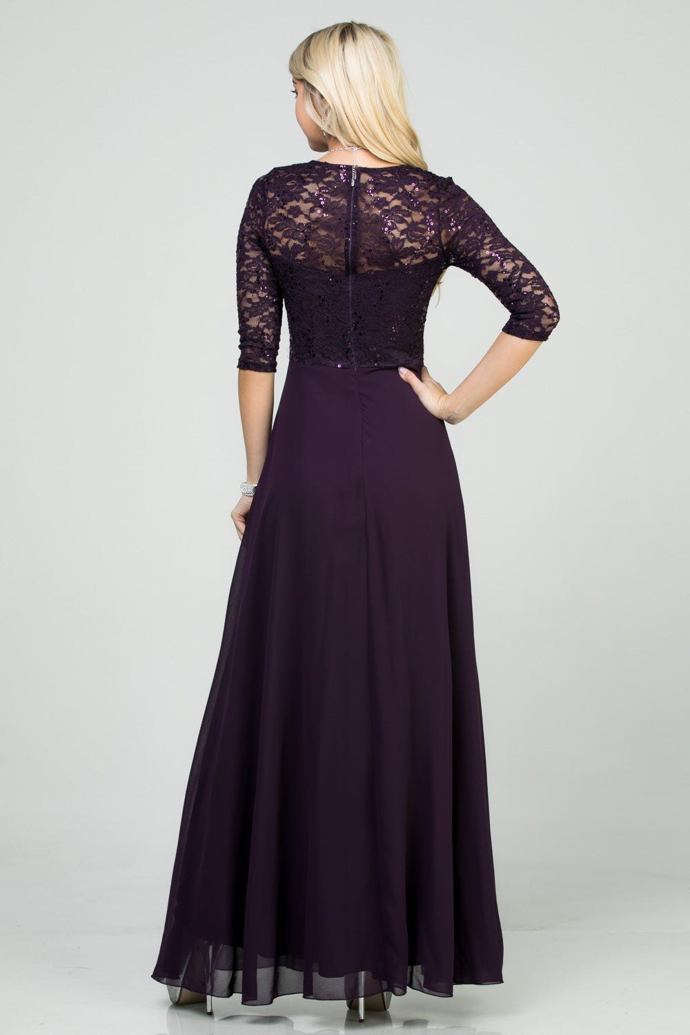 La Scala Plus Size Lace Chiffon A-Line Evening Dress 25434X