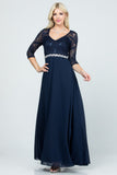 La Scala Plus Size Lace Chiffon A-Line Evening Dress 25434X