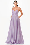 La Scala Sleeveless Back Lace Up Glitter Gown - Rosa Apparel