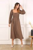Lilou Square Neck Vintage Puff Long Sleeves Floral Dress - Rosa Apparel