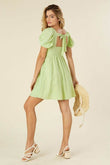 Lilou Tie Back Square Neck Puff Sleeves Mini Dress - Rosa Apparel