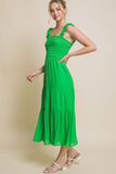 Love Tree Smocked Bodice Square Neck Sleeveless Maxi Dress - Rosa Apparel