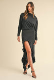 Mable Backless Asymmetric Ruffle Hem Dress - Rosa Apparel