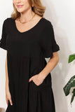 Mandy V-Neck Flounce Sleeve Tiered Dress - Rosa Apparel
