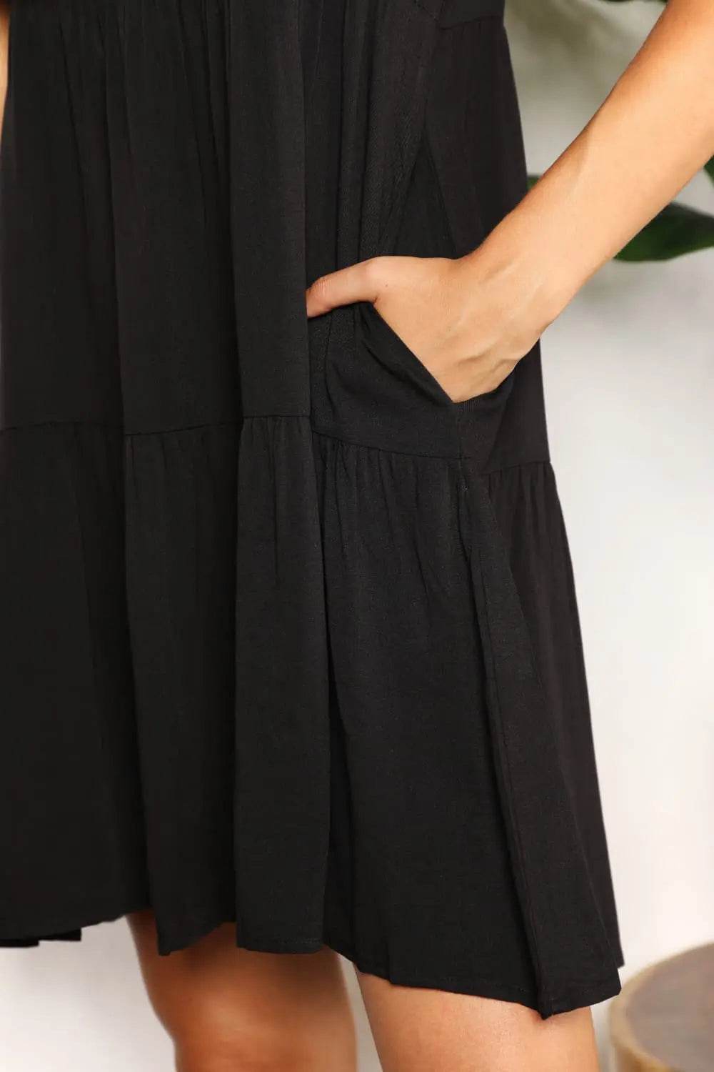 Mandy V-Neck Flounce Sleeve Tiered Dress - Rosa Apparel