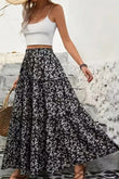 Miss Sparkling Floral High Waist Tiered Maxi Skirt