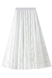 Miss Sparkling Lace Pleated Chiffon Midi Skirt