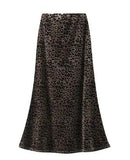 Miss Sparkling Leopard Velvet Midi Skirt