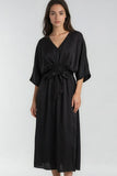 Miss Sparkling Satin Tie Waist Kimono Maxi Dress