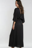 Miss Sparkling Satin Tie Waist Kimono Maxi Dress