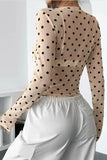 Miss Sparkling Sheer Polka Dot Mesh Cropped Top