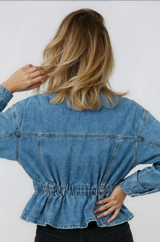 Miss Sparkling Studded Cropped Denim Jacket
