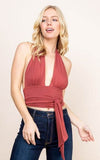 Monroe Halter Brami With Front Tie Open Back Top - Rosa Apparel