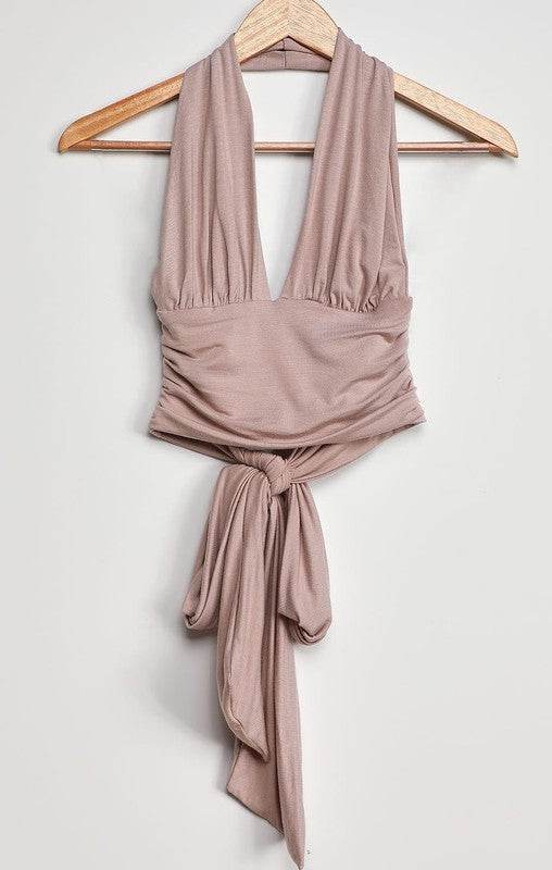 Monroe Halter Brami With Front Tie Open Back Top - Rosa Apparel