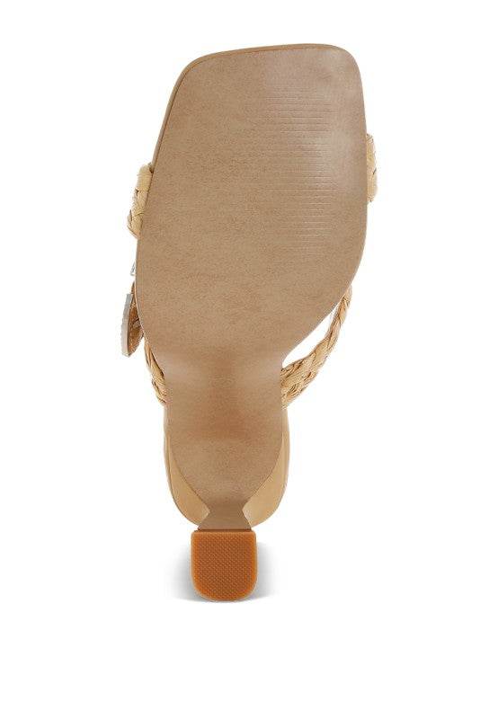 Nimaya Braided Criss-Cross Strap Sandals – Women’s High Block Heel Sandals by Rosa Apparel - Rosa Apparel