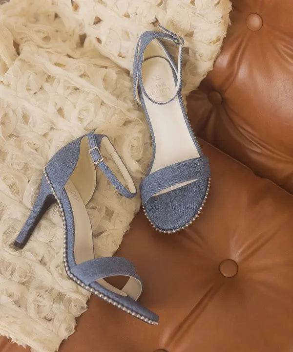 OASIS SOCIETY Dublin - Metal Stud Open Toe Heels - Rosa Apparel