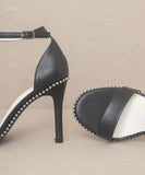 OASIS SOCIETY Dublin - Metal Stud Open Toe Heels - Rosa Apparel