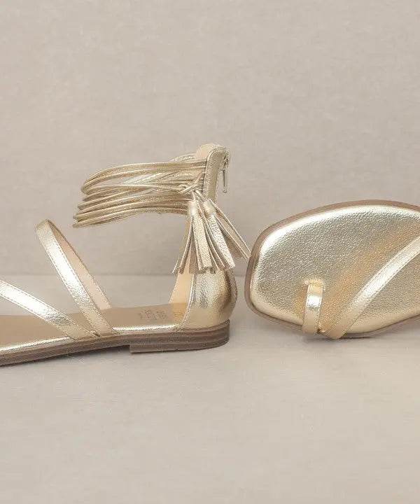Oasis Society Abril - Strappy Ankle Wrap Sandal - Rosa Apparel