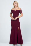 Off the shoulder lace detailed scuba crepe Cecil mermaid dress