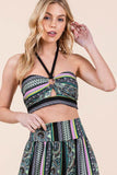 Orange Farm Bohemian Sleeveless Halter Crop Top - Rosa Apparel