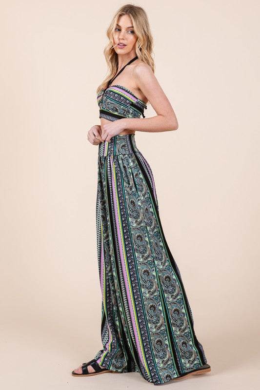 Orange Farm Bohemian Sleeveless Halter Crop Top - Rosa Apparel