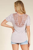 Orange Farm Crochet Lace Back Puff Sleeve Round Neck Top - Rosa Apparel