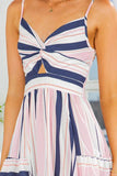 Orange Farm Cut Out Stripe Dress with Pockets - Rosa Apparel