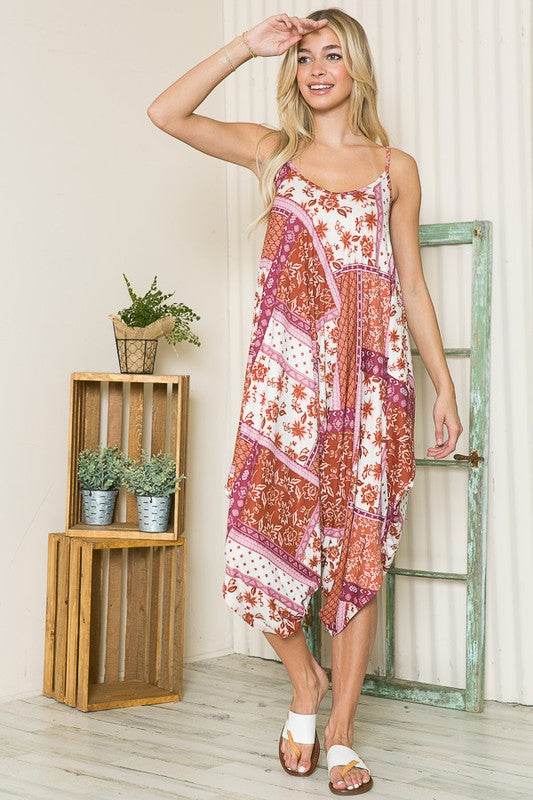 Orange Farm Harem Bohemian Sleeveless Jumpsuit - Rosa Apparel