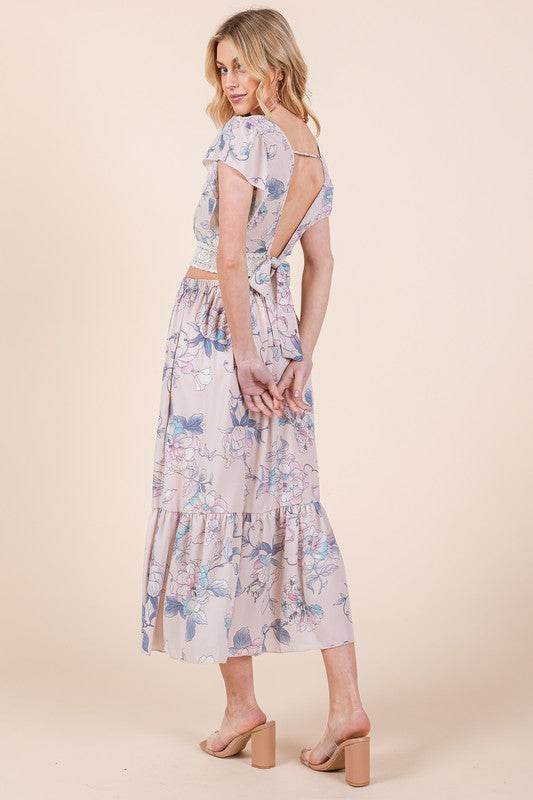 Orange Farm Ruffle Bottom Floral Print Skirt - Rosa Apparel