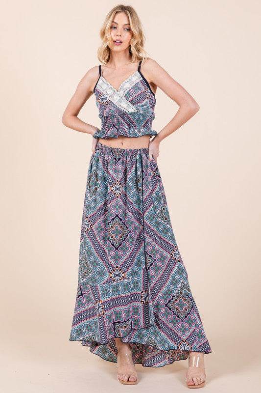 Orange Farm Tribal Print Skirt Set - Rosa Apparel