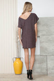 Orange Farm Lurex Low V Back Round Neck Loose Fit Mini Dress - Rosa Apparel