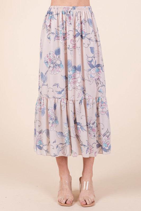 Orange Farm Ruffle Bottom Floral Print Skirt - Rosa Apparel