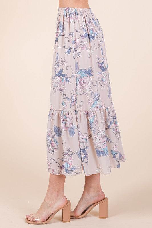 Orange Farm Ruffle Bottom Floral Print Skirt - Rosa Apparel